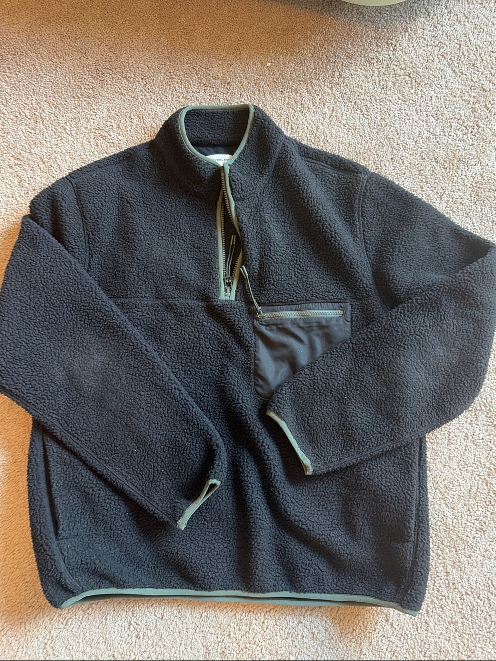 Everlane L Black 1/2 Zip Fleece Pullover Jacket